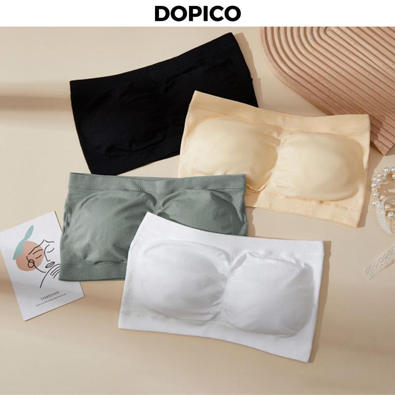 Áo bra nữ không dây mặc Cup ngực, Áo Ngực đệm mút mỏng mềm mịn mặc thoáng mát DOPICO B7735 Tua Rua áo  quây  ngang  có  mút
