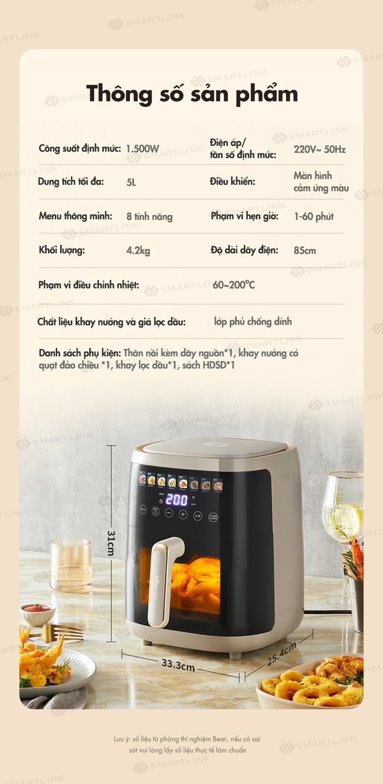 Product Introduction of Nồi chiên không dầu Bear QZG-F15H1 (5 lít) 14