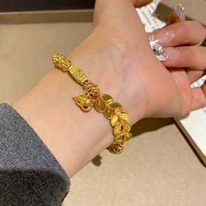 Vòng Tay Quả Bầu, Vàng Cổ Xưa, Cỡ Nhỏ Dành Cho Nữ, Thiết Kế Tinh Tế Với Đồng Tiền Xu Năm Con Rồng, Thích Hợp Để Sử Dụng Hàng Ngày, Tiến Bộ Trong Sự Nghiệp, Đồ Trang Trí Tay Chuan Pan, Đồ Trang Sức