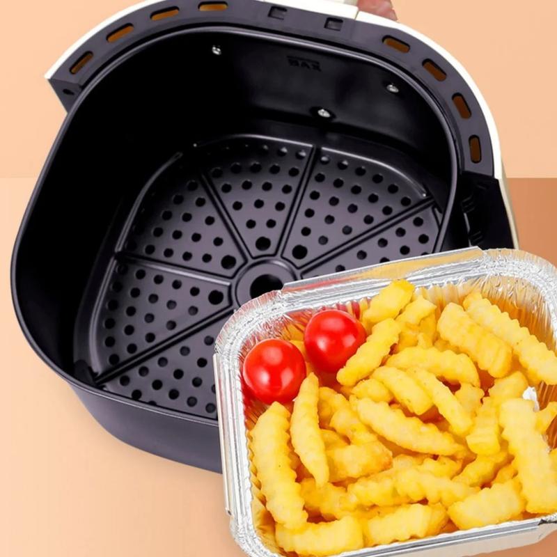 Khay Giấy Bạc Nhôm Nồi Chiên Không Dầu Dùng Một Lần, Khay Giấy Bạc Thiếc Chống Dính Chống Dầu, Bát Đựng Thực Phẩm Vuông, Thích Hợp Để Nướng Nướng, Có Sẵn Trong 10 / 20 / 30 Cái, Hàng Mới Về 6