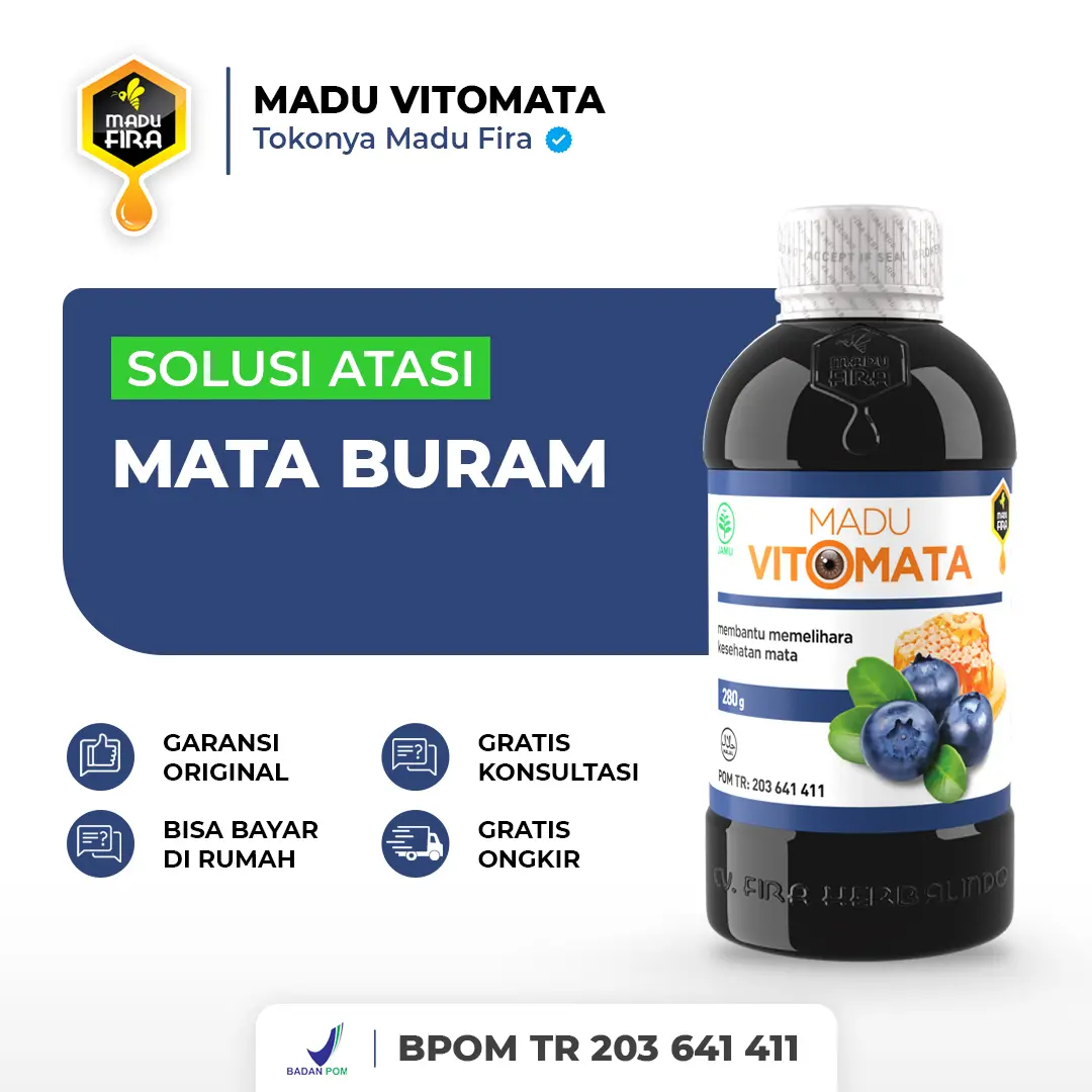 Madu Vitomata Original Herbal Katarak Mata Minus Rabun Buram Pandangan Kabur Iritasi