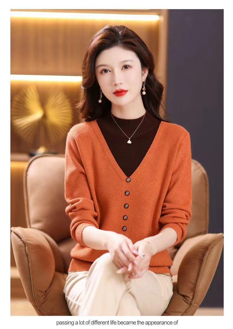 Product Introduction of Áo Len Cổ Lọ Nửa, Hàng Mới Về Mùa Thu Và Mùa Đông, Dành Cho Phụ Nữ, Quần Áo Cho Mẹ, Dáng Rộng Vừa Vặn, Phong Cách Phương Tây, Áo Lớp Nền Bên Trong, Thời Trang Nữ 35