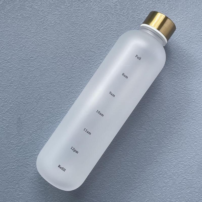 Simple Water Bottle, 1 Count Portable Large Capacity Sports Drinking Cup with Time Marker for Office School Camp Running 2