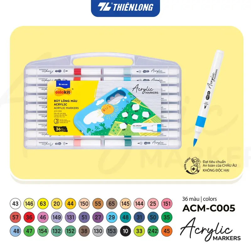 Bút lông 12/24/36 màu - Acrylic Markers 1 đầu ngòi ThiênLong Colokit - Màu sắc tươi sáng Trang trí đa chất liệu 4
