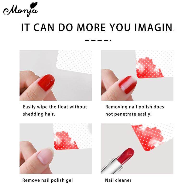 Monja 200pcs/Box Lint Free Nail Wipes Nail Polish Remover Cotton Wipes UV Gel Tips Remover Cleaner Paper Pad Nails Polish Art Cleaning Manicure Tools 5