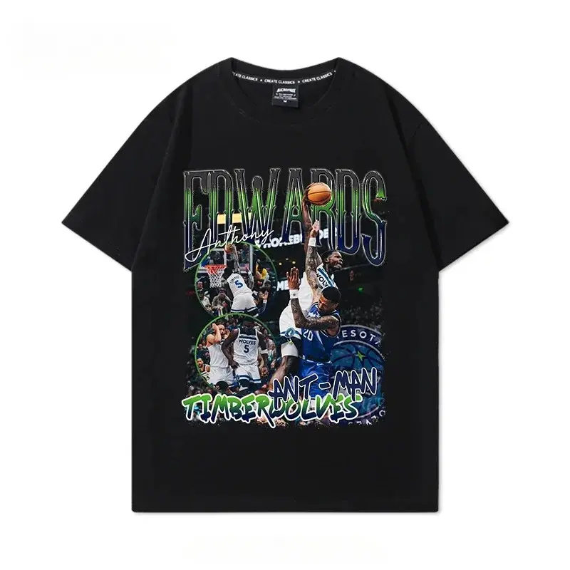 Áo Thun Cotton, In Hình Dunk "Edwards" Cầu Thủ Bóng Rổ Nổi Tiếng, Dành Cho Nam Giới, Ngoại Cỡ, ngắn Tay, Chất Lượng Cao, Áo Thun Đồ Họa Menswear Cổ Tròn