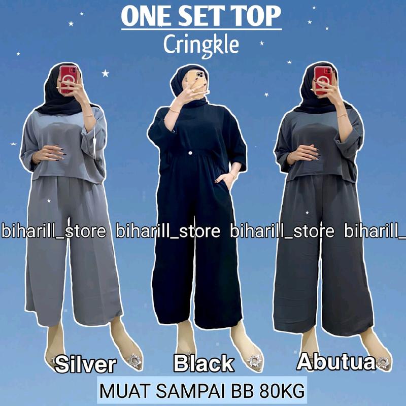 Glory One set crop top Cringkle Airflow - Setelan Wanita Cringkle One Set termurah 2
