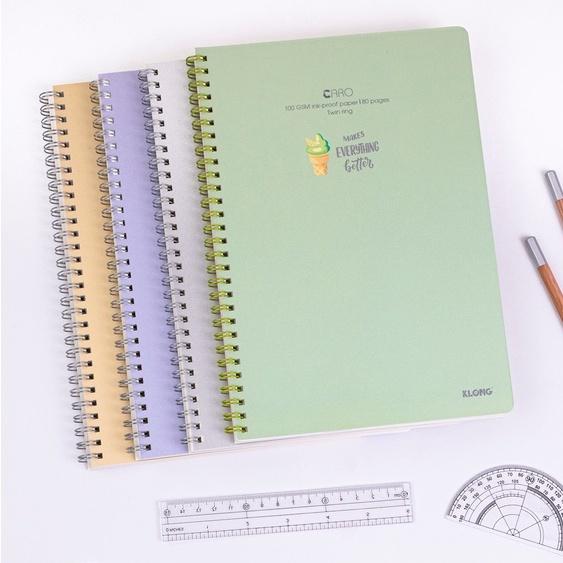 Vở Klong B5 Caro 80/120/200 trang bìa nhựa lò xo kép bìa nhiều màu - tập sổ Klong