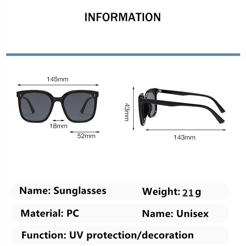 Fashion retro big square sunglasses men women Double e American trend sunglass cermin mata hitam 8