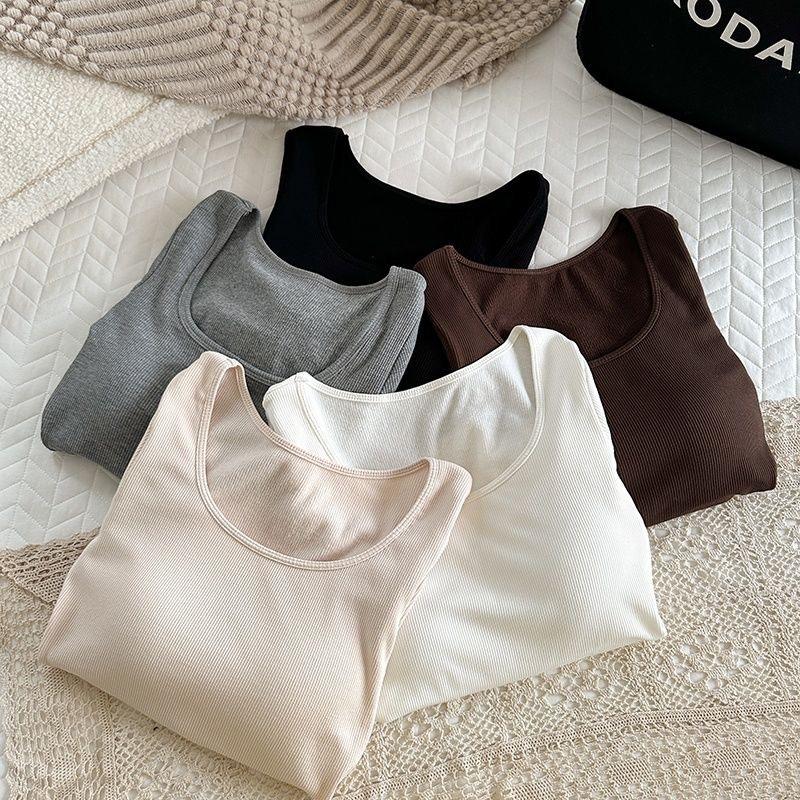 Product Introduction of 6060 #   New Brushed Autumn Winter Long Sleeve T-Shirt Thermal Underwear for Women with Chest Pad Integrated New Cold-Proof Base Layer 5