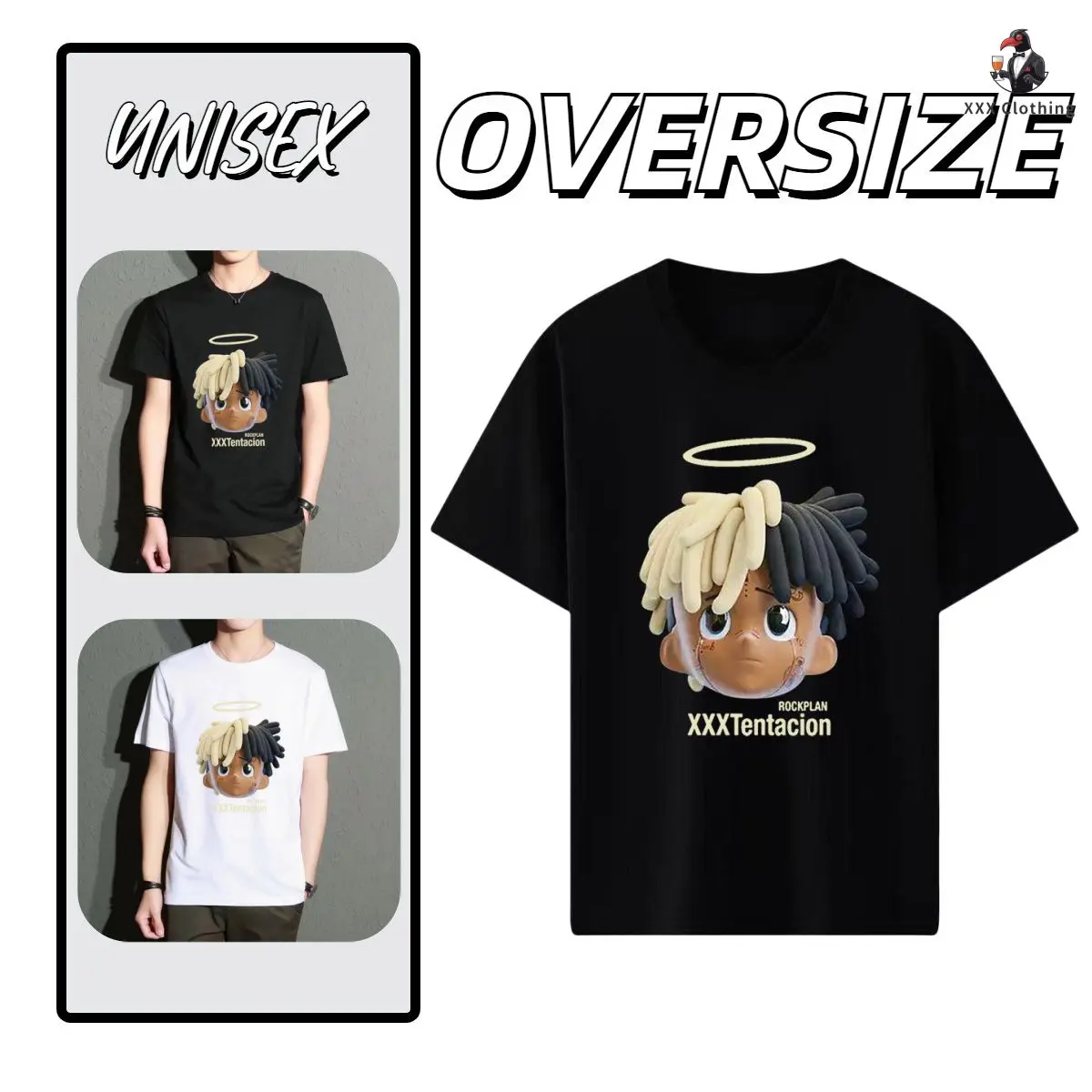 Áo Thun Cho Nam, Ngoại Cỡ, Thời Trang Đường Phố, In Hình Rapper XXX Tentacion, Thanh Lịch, Unisex, Áo ngắn Tay Dáng Rộng, Mềm Mại Và Thoải Mái, Áo Thun XXX, Quần Áo XXX