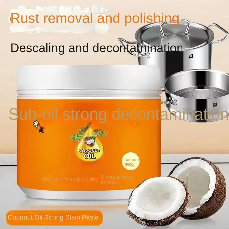 Coconut oil stain remover, kitchen oil stain cleaner, bathroom floor polishing, household stainless steel cleaning paste