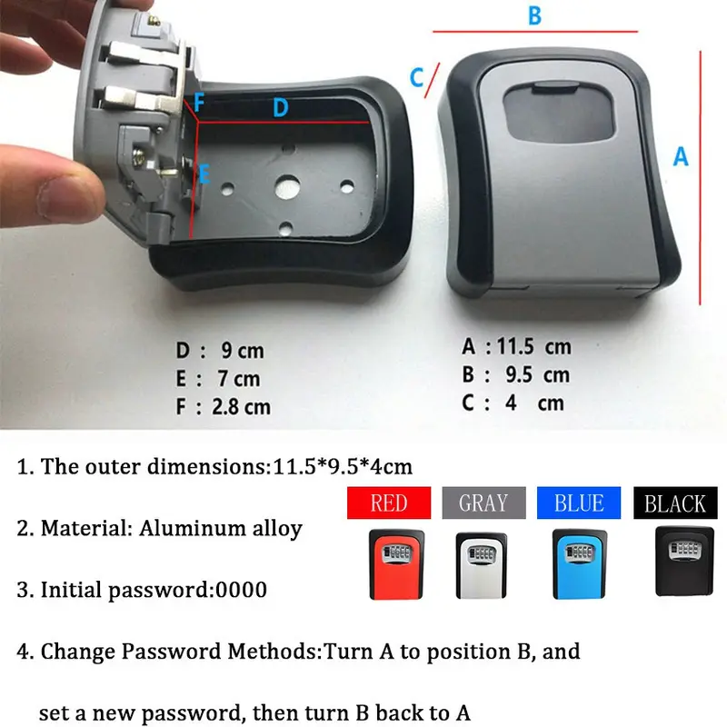 Key Safe Box Outdoor Digit Wall Mount Combination Password Lock Aluminum Kotak Kunci Di Dinding Kotak Penyimpanan Kunci Safety Box 1