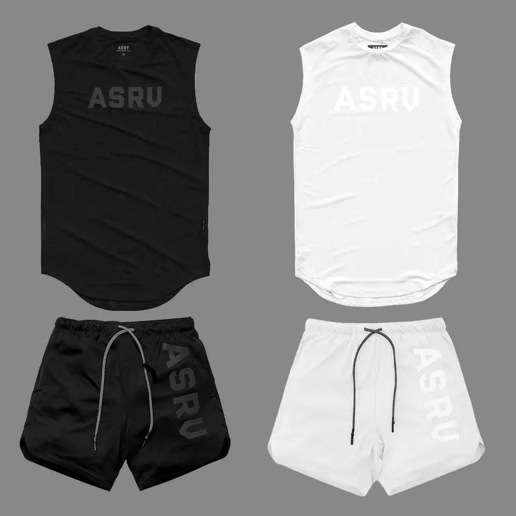 Bộ Đồ Tập Gym Nam ASRV Sát Nách Chất Thun Dệt Kim Co Giãn Thoáng Mát Thấm Hút Mồ Hôi Sport Chạy Bộ Đồng Xốp Thể Dục Trang Phục Tập Thể Dục