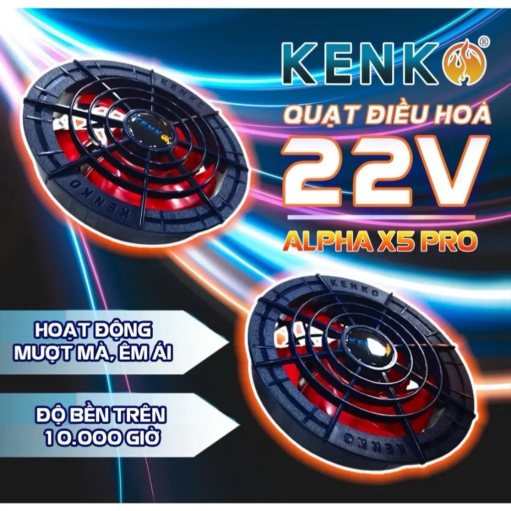Bộ  quạt 2 cái lắp Áo điều hòa KENKO ALPHA X5 22V 2025mới nhất ( không Kèm dây )