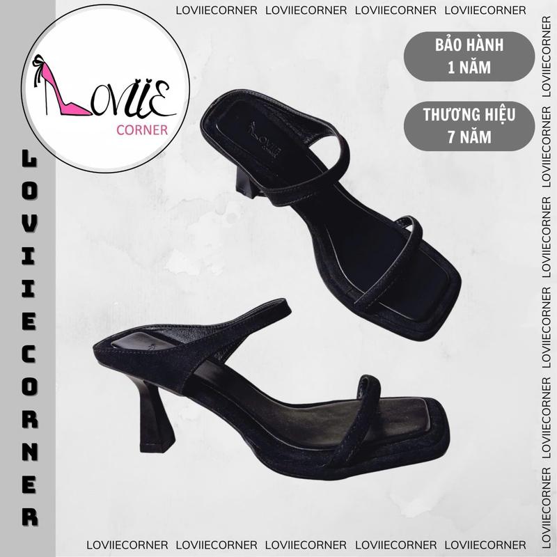 LOVIIECORNER - GUỐC NỮ MŨI VUÔNG HỞ THỜI TRANG - GIÀY CAO GÓT NỮ HAI QUAI GÓT TRỤ LOE CAO 7 PHÂN - CAO GÓT THỜI TRANG QUAI NGANG BẦU - D240734 Shoes DéP GiàY