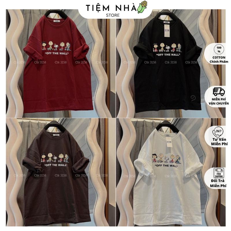 Áo phông tay lỡ 3158 cotton khô form rộng nam nữ unisex in hình off the wall