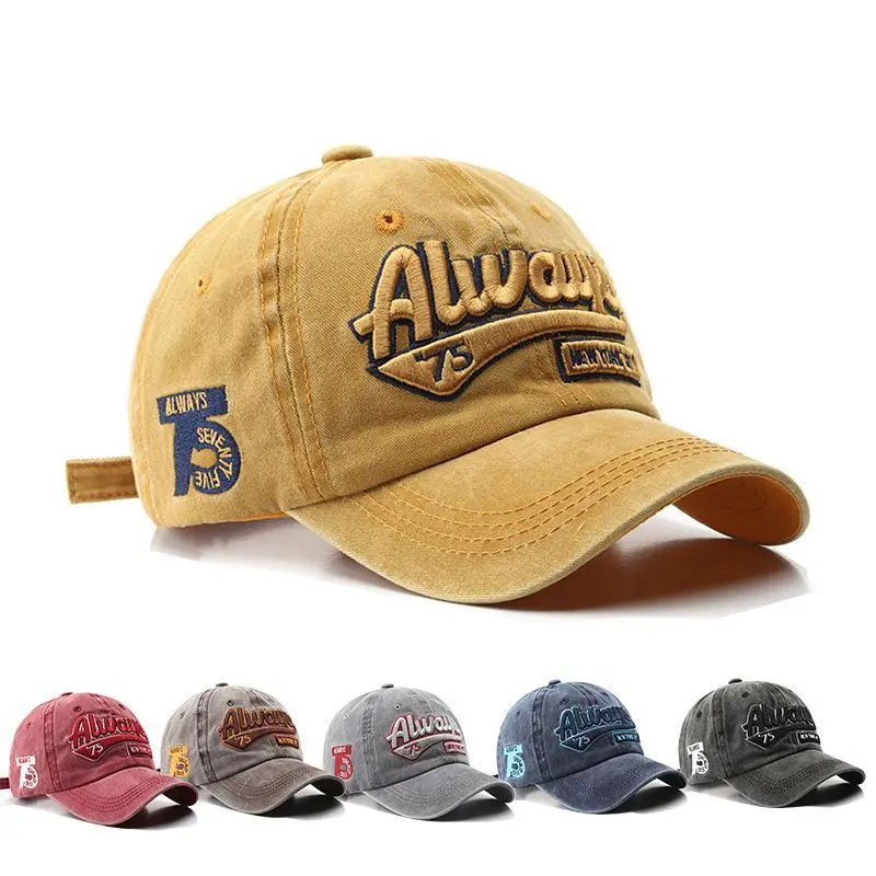 Fashion Baseball Cap Large Head Circumference Women Washed Vintage Sports Duckbill Cap Four Seasons Sun Hat Trendy Cool Hat Men'S Style