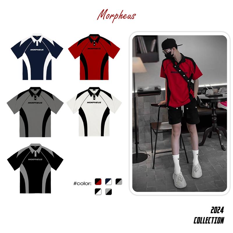 Áo Polo phối Local Brand Morpheus Unisex Nam Nữ Oversize, Raglan Polo Menswear Có Cổ