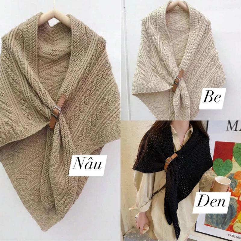 Khăn Choàng Tam Giác 2in1 vừa là khăn áo choàng chất Len thừng cashmere phong cách Hàn Quốc