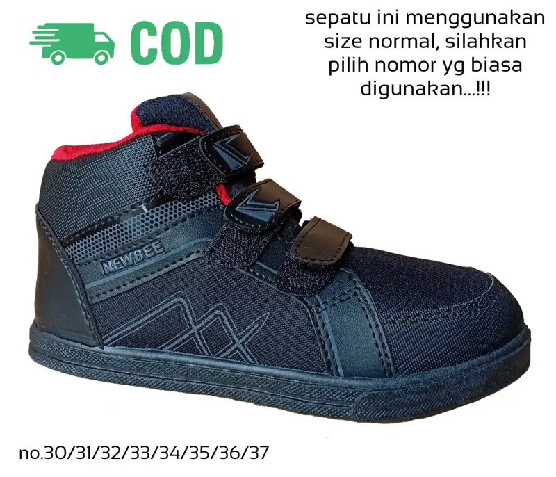 Sepatu Sekolah Anak  Perempuan Cewek Cowok Warna Hitam Murah Tali Perekat Rekat Velcro Kecil Tanggung Umur Usia PAUD TK SD SMP SMA Kelas 1 2 3 4 5 6 7 8 9 0 Tahun.TKTK02 Putih Bayi Laki-Laki 1