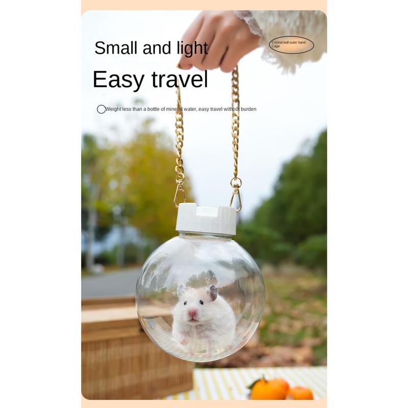 Product Introduction of thingin New Portable Hamster Transport Cage Ventilated Round Guinea Pig Carrier with Bag Strap Transparent Small Pet Carrier for Small Animal 22