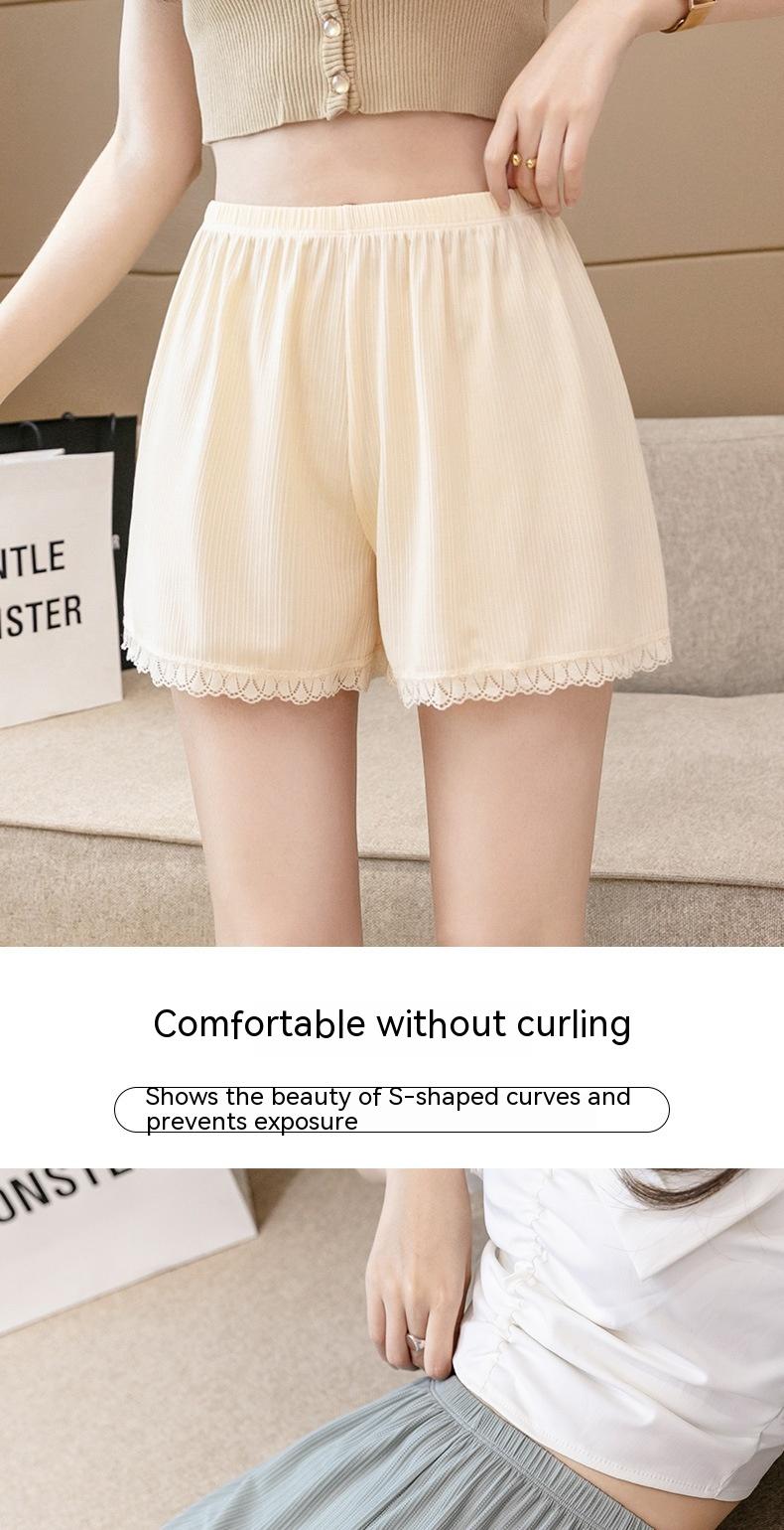 Product Introduction of [Golden PotatoWomen's Wear] Loose Ice Silk Safety Pants Women's Large Size Anti-Exposure Can Be Worn outside Thin Base Shorts Lace High Waist Safety Pants Women Womenswear Panty Lingerie Comfort Basic Minimalist 3