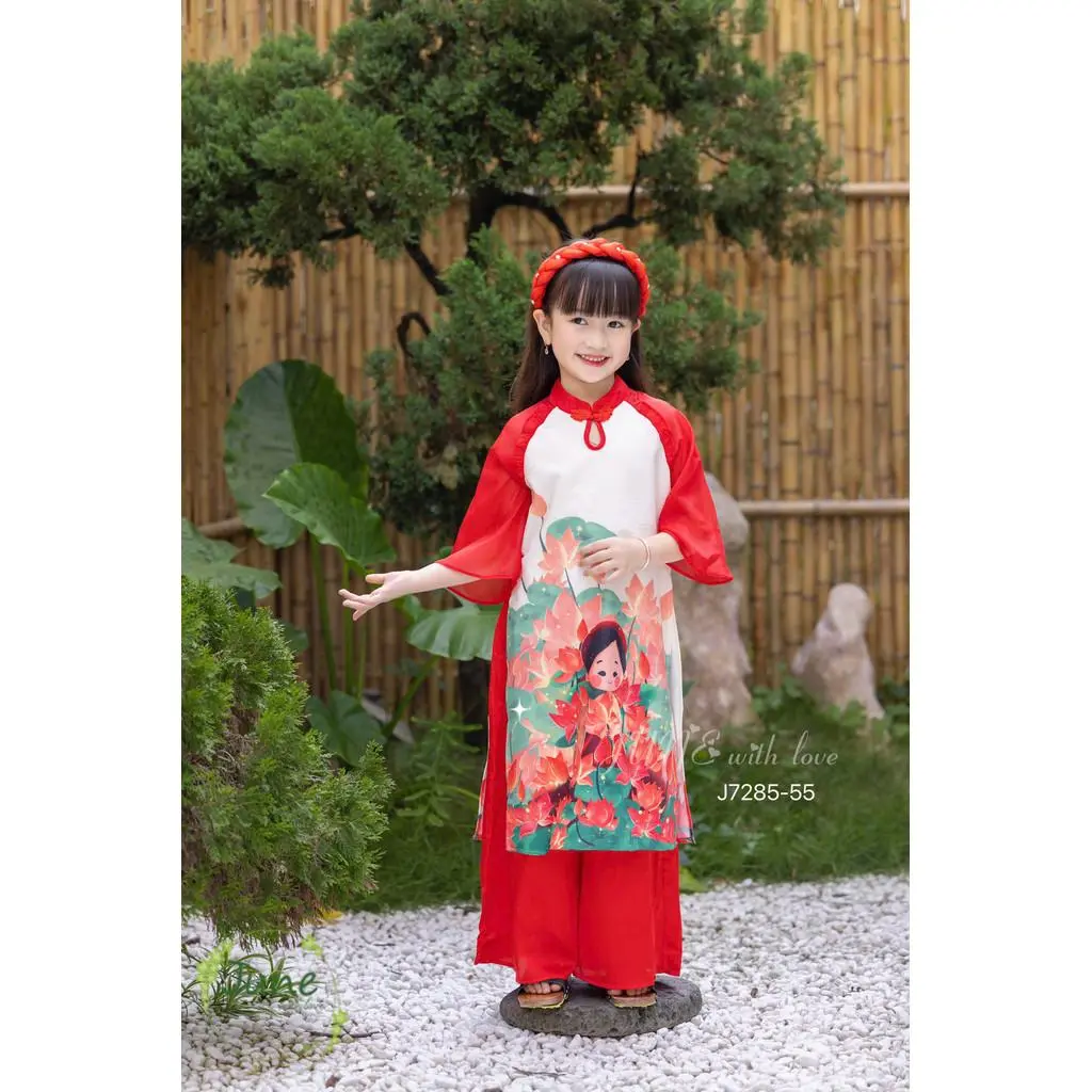 Áo Dài Truyền Thống Bé Gái 10-40 ký Nụ Nọng Kids - TAL