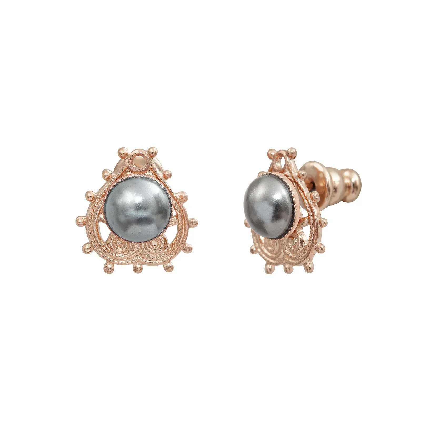 Satellite Paris Positano Mother-of-pearl Cabochon Stud Earrings in Grey