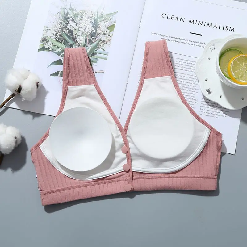 Pakaian Dalam Wanita Hamil  Kancing Depan Bra Tanpa Kawat Katun Murni Murah bh Depan Gesper Wanita Nyaman Tipis Busa Lembut bh pelajar 1018 3