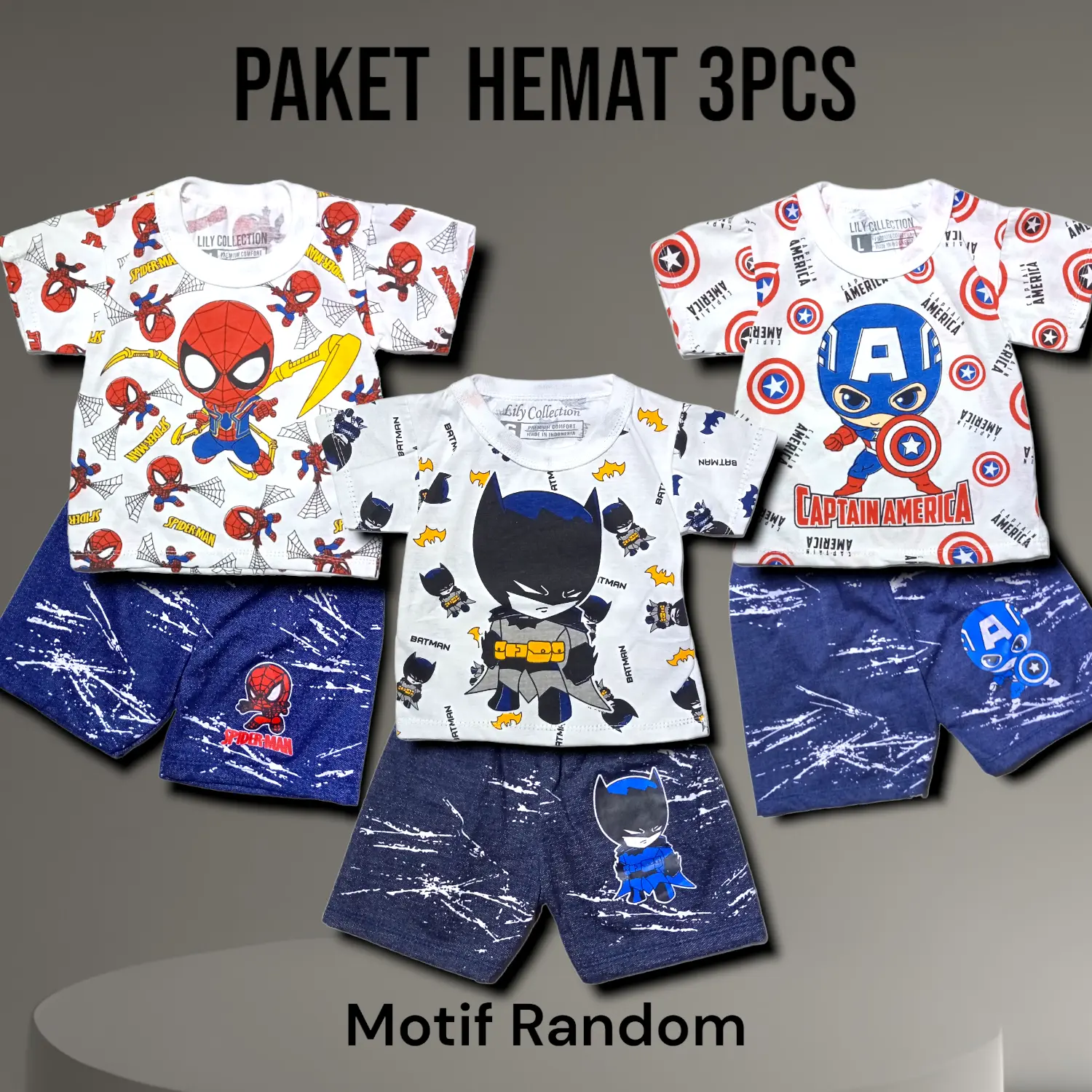 Paket Hemat 3pcs Setelan Anak Cowok 0bulan-2Tahun Terbaru Katun Parsel