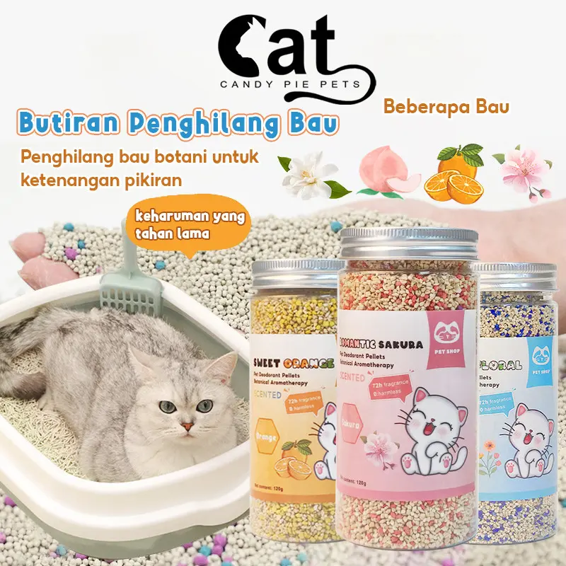 120g Pet Odor Remover Butiran Pewangi Pasir Kucing Tahan Lama Tidak Berbahaya, Tanpa Rasa, Dapat Dimakan 0