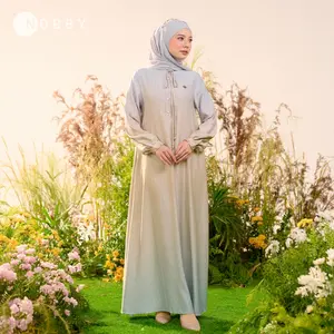Nobby Jenia Dress Gamis Muslim Formal Wanita Bahan Satin Silk Pollyester Busui Friendly