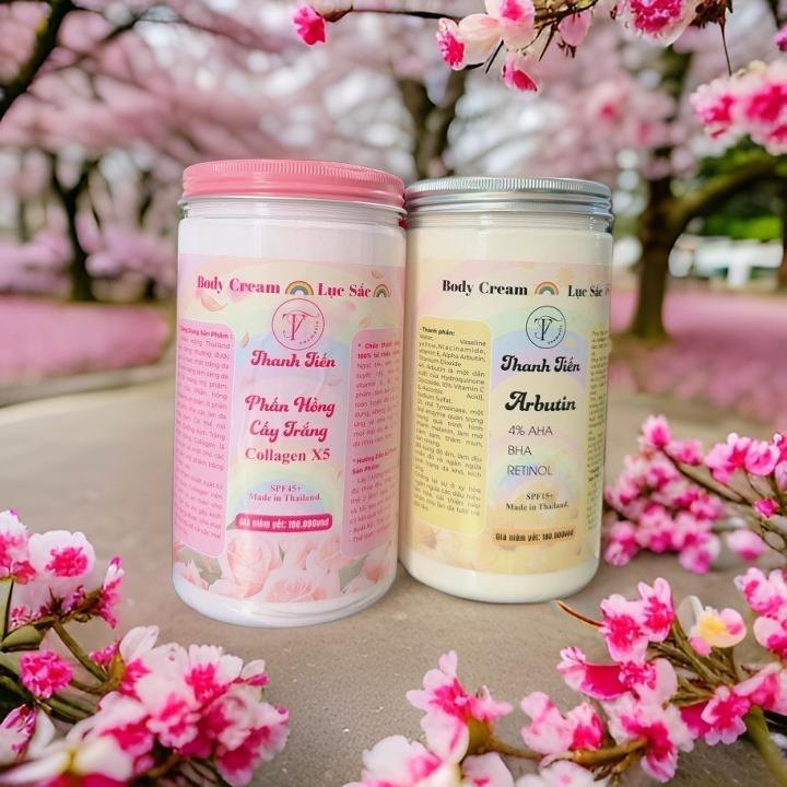 [MUA 1 TẶNG 1] (TRẮNG CẤP TỐC TẾT) Combo Kem Body Phấn Hồng Cấy Trắng Thailand & Kem Body Arbutin Thailand Tẩy Trắng Nâng Tone Collagen - Tặng 1 Ký Tết - SPF45+