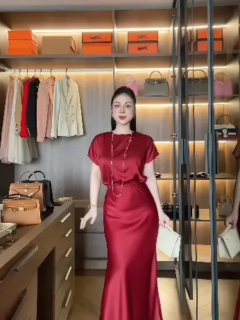 B28 Set áo cánh dơi kết hợp chân váy đuôi cá với chất lụa cao cấp sang trọng thanh lịch quý phái. 2