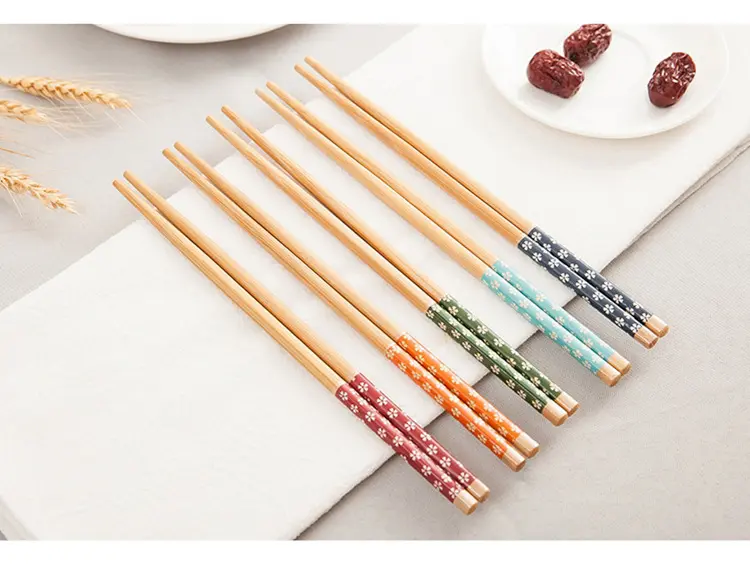 Sumpit Kayu Motif Bunga / Sumpit Kayu / Sumpit Kayu Bambu Motif Hiasan Bunga / Sumpit Makan Food Grade Plastik 3