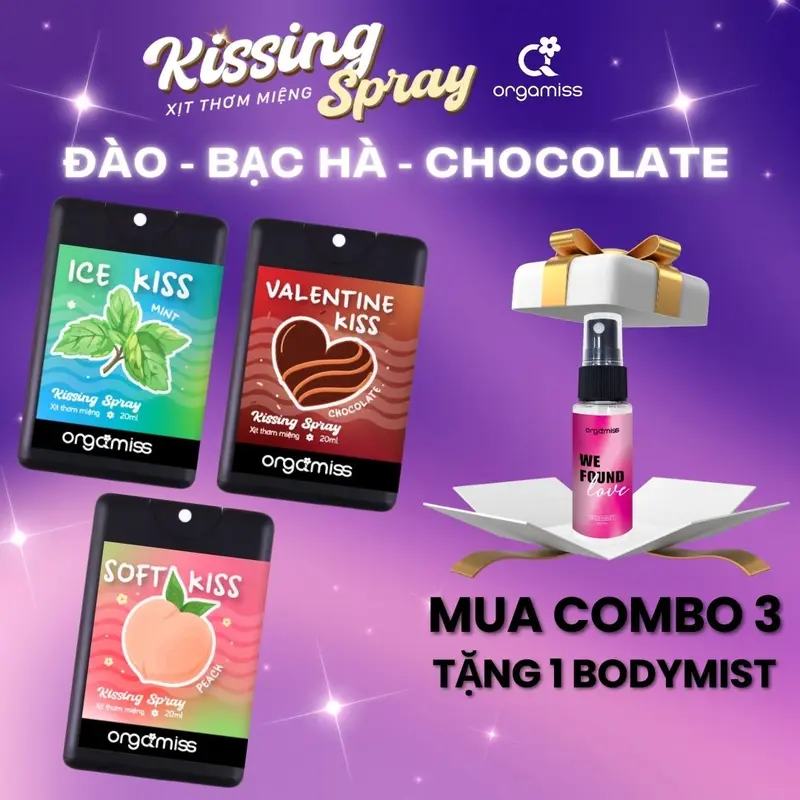 [MUA COMBO TẶNG Body Mist] Xịt Thơm Miệng Kissing Spray ORGAMISS Hương Trái Cây Kẹo Ngọt Thơm Mát Mùi Bạc Hà Dung Tích 20ml Xịt Miệng Cho Nam Nữ 8