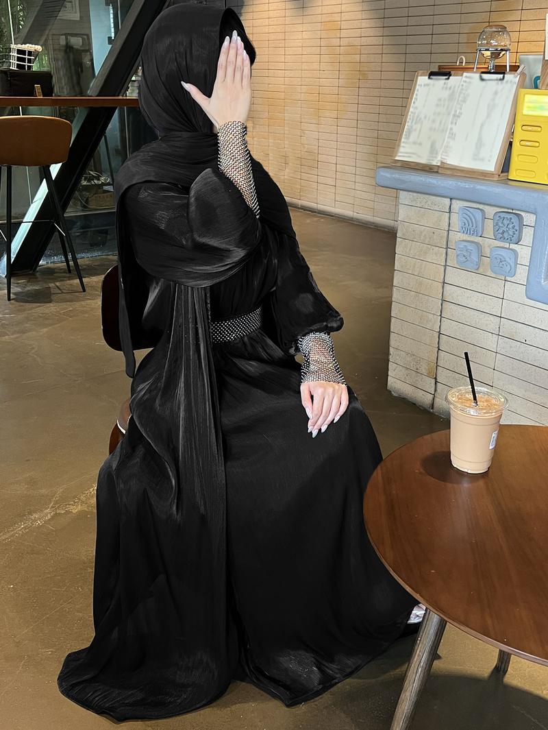 Product Introduction of 2025 Women's Clothing Muslim Abaya Chiffon Long Robe Dress Evening Gown 11