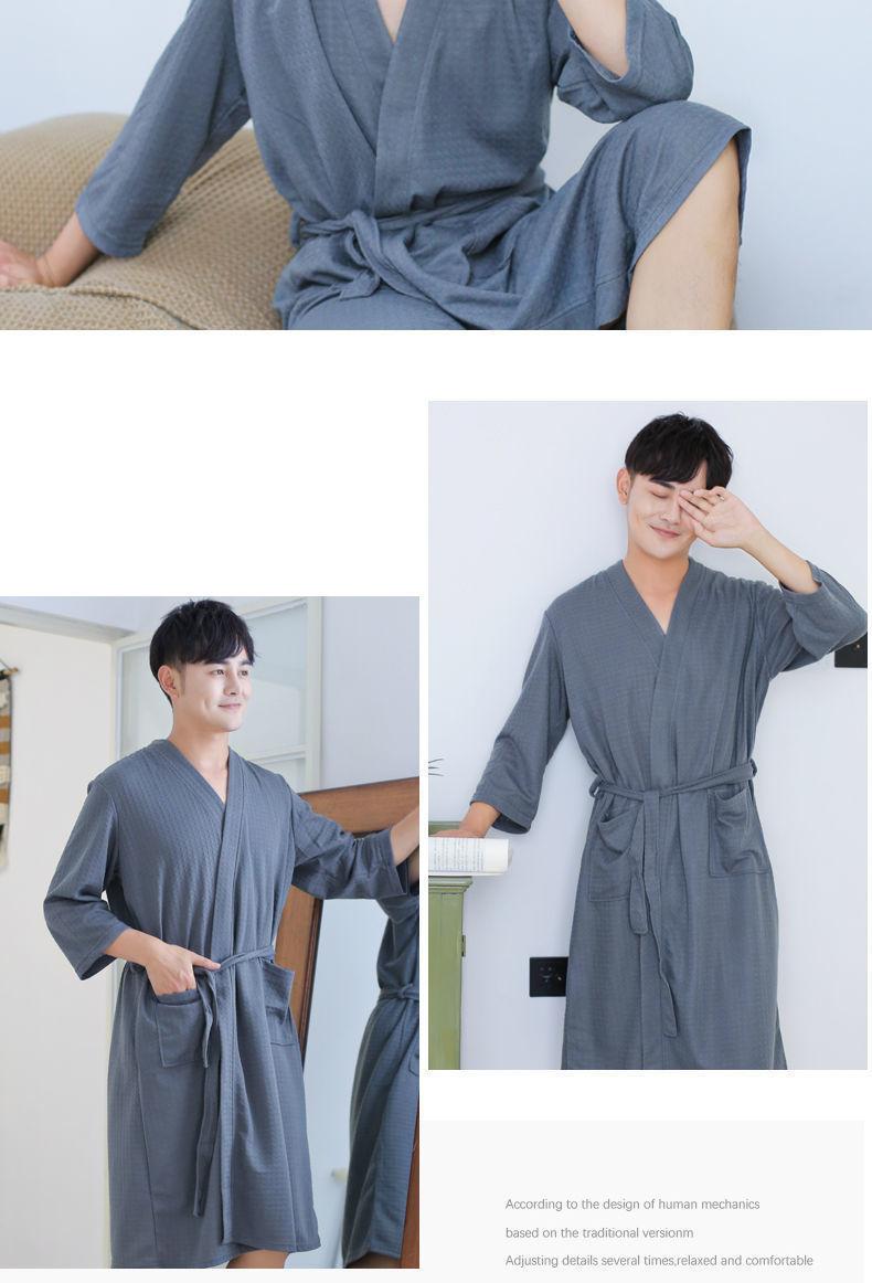 Product Introduction of [HTK 1189 People] Nightgown Women's Summer Thin Bathrobe Water-Absorbing Quick-Drying Couple Bathrobe Men's 100.00kg Mid-Length Plump Girls Pajamas plus Size 22