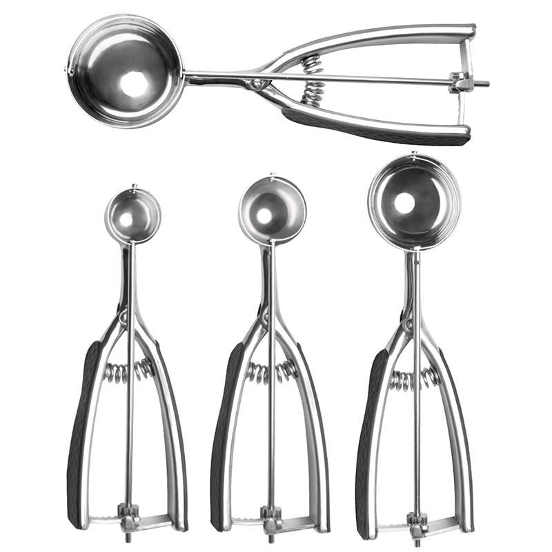 Stainless Steel Ice Cream Scoop with Trigger Release, 4 Counts/set Cookie Scoop for Baking, Ice Cream Utensils for Fruit, Muffin, Meatball 2