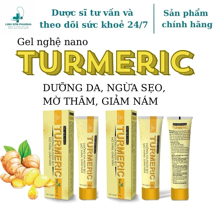 Gel nano nghệ TUMERIC - Dưỡng da, mờ thâm sẹo - Tuýp 30G
