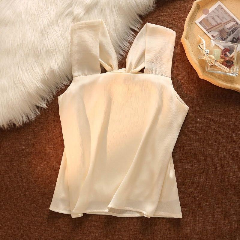 Áo Vest Cổ Yếm Cho Nữ, Phong Cách Mùa Hè, Gợi Cảm, Ngọt Ngào, Cô Gái Nóng Bỏng, Bó Sát Bên Trong, Không Dây, Không Tay, Áo Ngắn 3