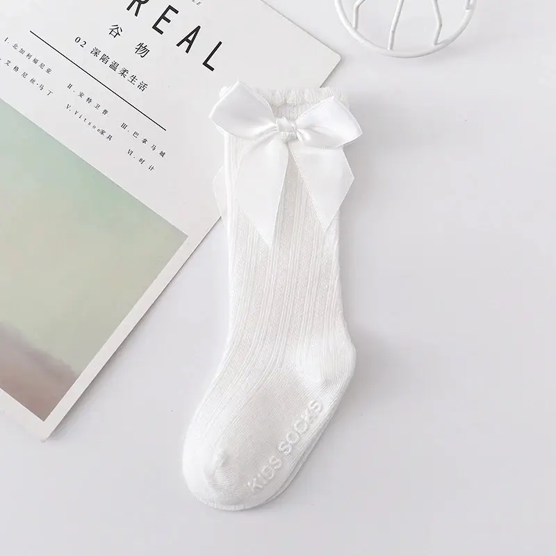 Tất Chân Cao Cổ Đính Nơ Dễ Thương Cho Bé Gái 0-1 Tuổi, Tất Chất Cotton Mềm Co Giãn, Chống Trơn Trượt 5