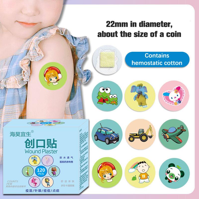 Băng Vết Thương Hoạt Hình Dễ Thương, Băng Quấn Tròn, Không Thấm Nước Và Thoáng Khí, Trong Suốt, 50 Cái / hộp, Thích Hợp Để Chăm Sóc Vết Thương Cho Trẻ Em, Sẵn Sàng Để Dùng Cho Cấp Cứu 1