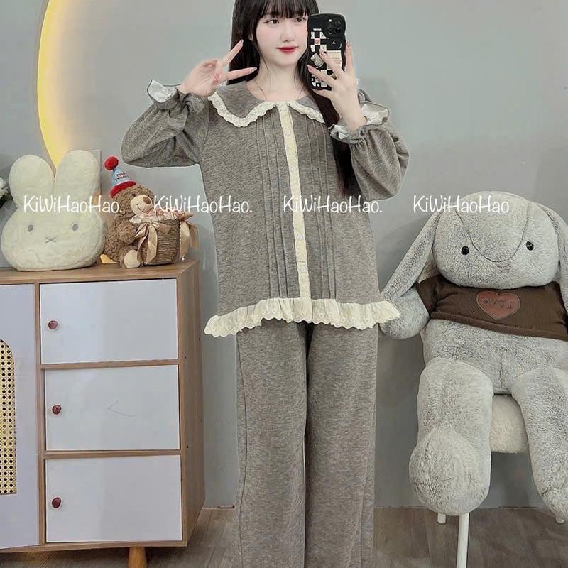 Bộ Len Cổ Bèo Ren Free Size 40-75kg Mặc Cả Bầu Và Sau Sinh Bộ Bầu Bộ Sau Sinh Đầm Bầu Váy Bầu