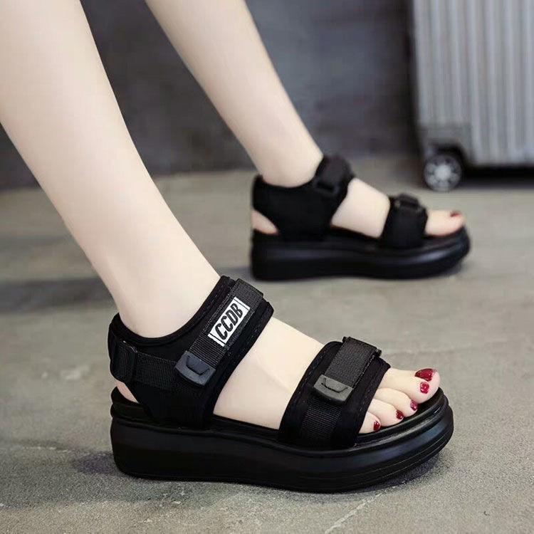 Sandal nữ quai hậu. đế 4 phân, đế nhẹ, quai dù chữ CCDB DéP Shoes