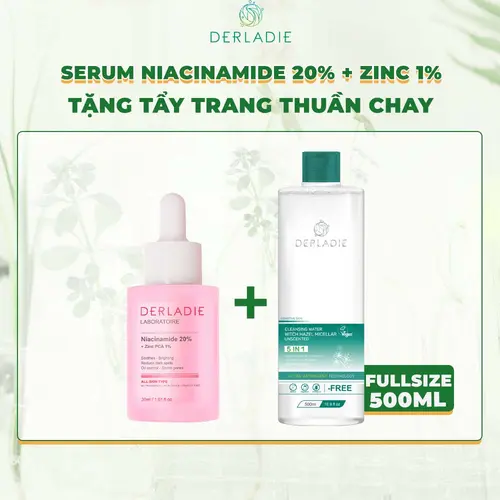 TẶNG TẨY TRANG 500ML - SERUM DERLADIE NIACINAMIDE 20% + ZINC PCA 1% 30ml