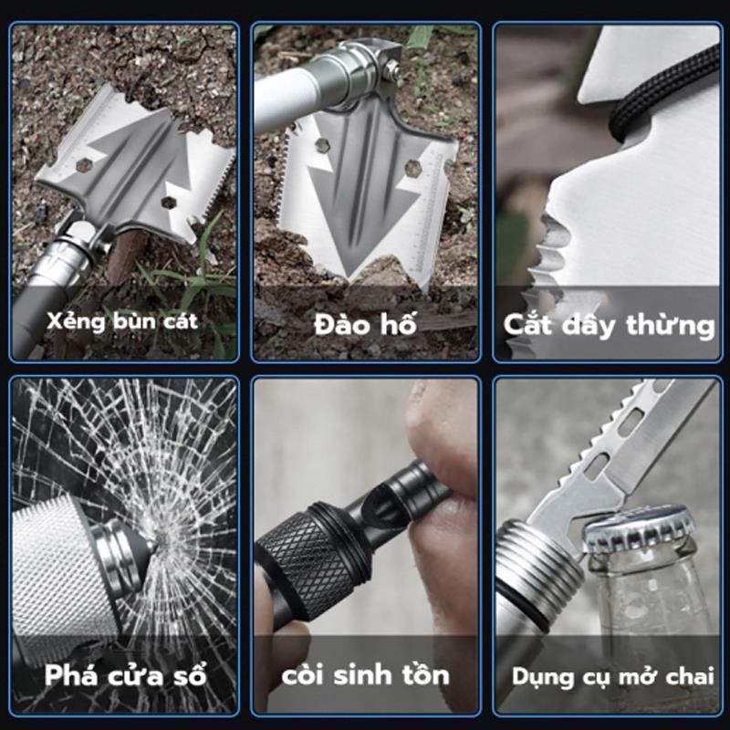 （Outdoor products} Ngoài Trời Kỹ Sư Xẻng Gấp Gọn Đa Chức Năng Xẻng Xe Gắn Quân Khí Xẻng Thép Mangan Câu Cá Tiện Lợi Thiết Bị Cắm Trại 0