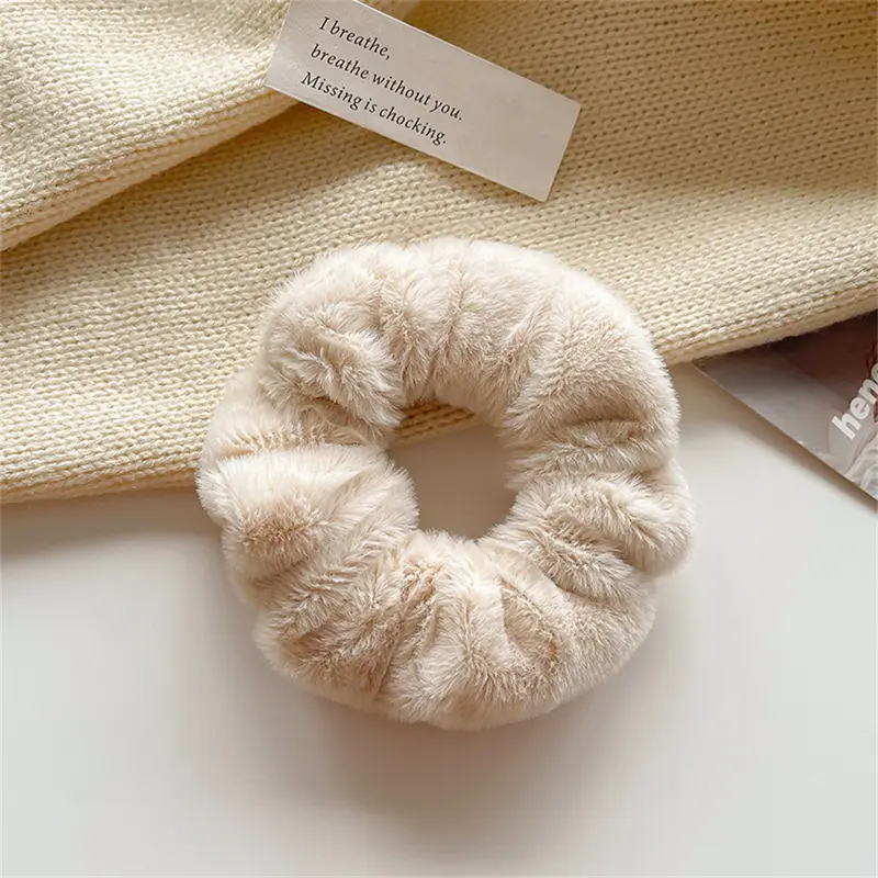 Scrunchies Ruột Lợn Nhồi Bông Thích Hợp Cho Mùa Thu Và Mùa Đông, Dây Buộc Tóc Lông Dễ Phối Đồ Mới Của Người Nổi Tiếng Trên Internet, Dây Cao Su, Dành Cho Nữ, Có Nắp Da, Phụ Kiện Đội Đầu 4