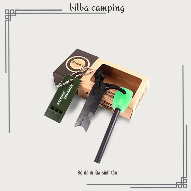 Billba Outdoors - Thanh magnesium dụng cụ đánh lửa sinh tồn dùng đi dã ngoại cắm trại nơi hoang dã, bộ đánh lửa dành đi phượt